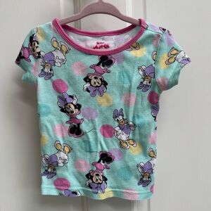 Disney Minnie Mouse Daisy Duck 4T Girls Polka Dot Short Sleeve Pajama Top